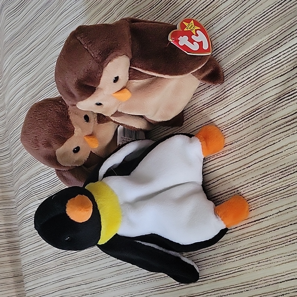Lot Of Three Beanie original babies, Plush Stuffed Animal